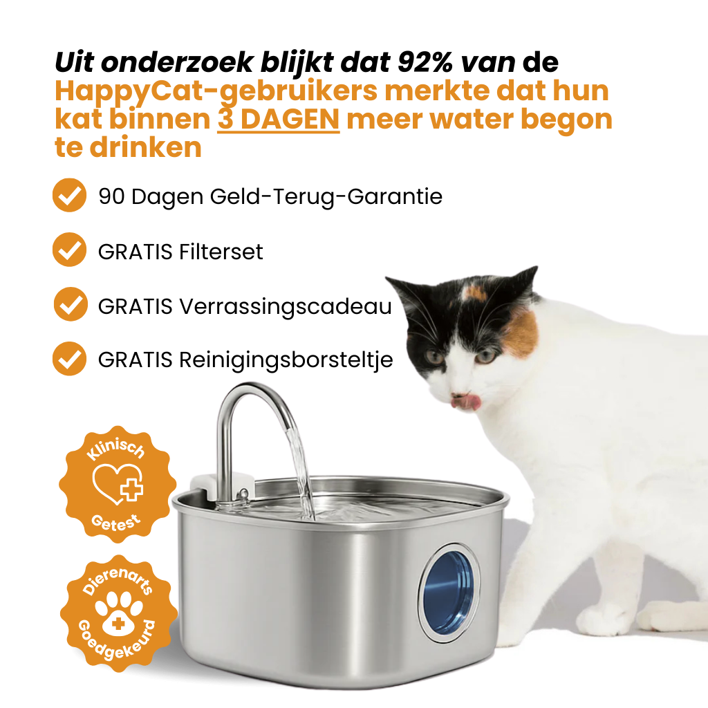 De HappyCat™ - Roestvrije 3,2L Drinkfontein