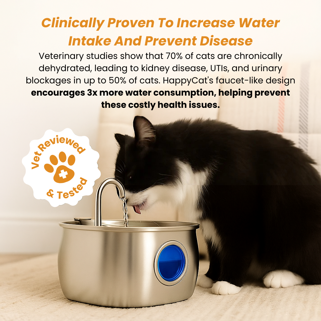 The HappyCat™ - Stainless Steel 3.2L/106oz Drinking Fountain