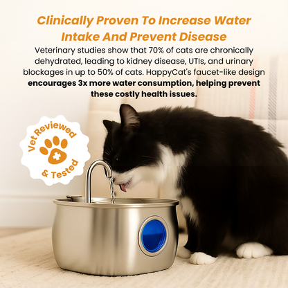 The HappyCat™ - Stainless Steel 3.2L/106oz Drinking Fountain