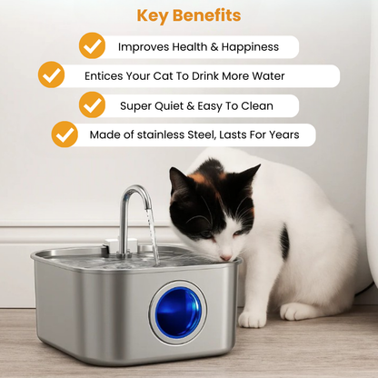The HappyCat™ - Stainless Steel 3.2L/106oz Drinking Fountain
