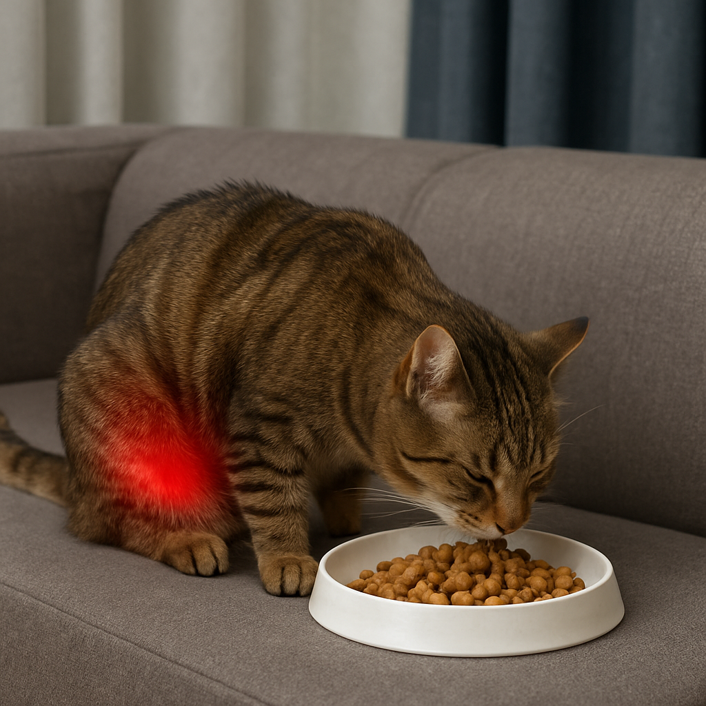 Cat_Eating_From_Kibble_On_The_Couch